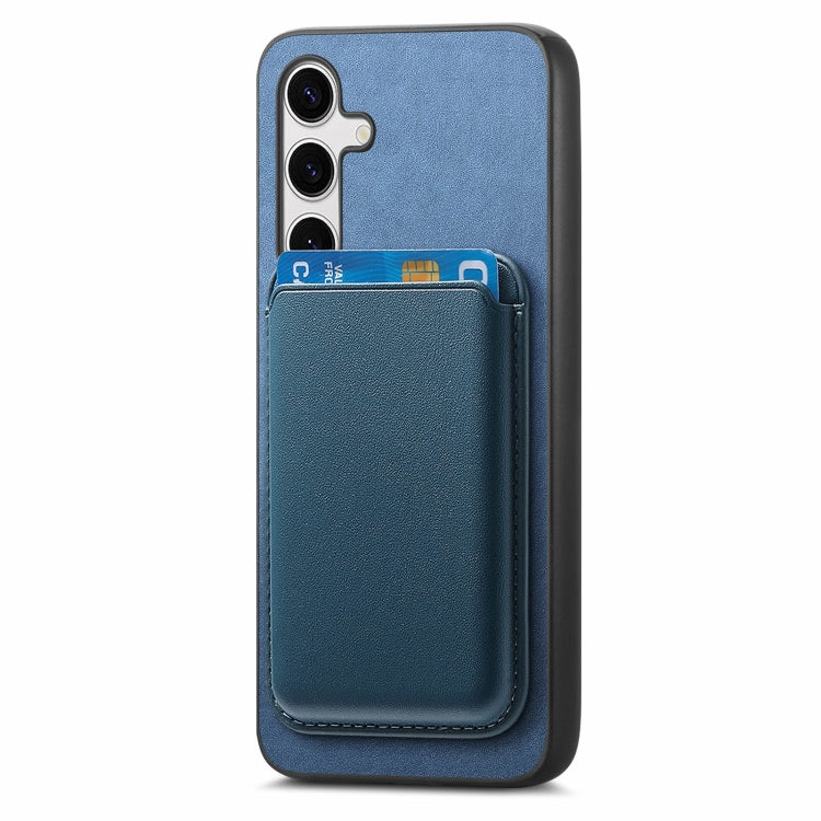 For Samsung Galaxy S25+ 5G Retro Magsafe Card Bag PU Back Cover Phone Case(Blue) - Galaxy S25+ 5G Cases by buy2fix | Online Shopping UK | buy2fix