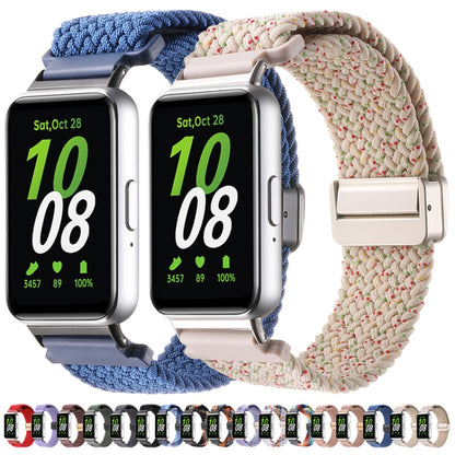 For Samsung Galaxy Fit3 Magnetic Buckle Nylon Braid Watch Band(Dark Green) - Watch Bands by buy2fix | Online Shopping UK | buy2fix