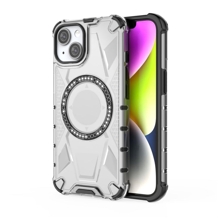 For iPhone 14 MagSafe Armor Holder PC Hybrid TPU Phone Case(White) - iPhone 14 Cases by buy2fix | Online Shopping UK | buy2fix