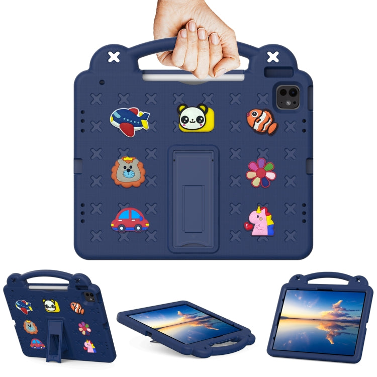 For iPad Pro 13 2024 Handle Kickstand Children EVA Shockproof Tablet Case(Navy Blue) - iPad Pro 13 2024 Cases by buy2fix | Online Shopping UK | buy2fix