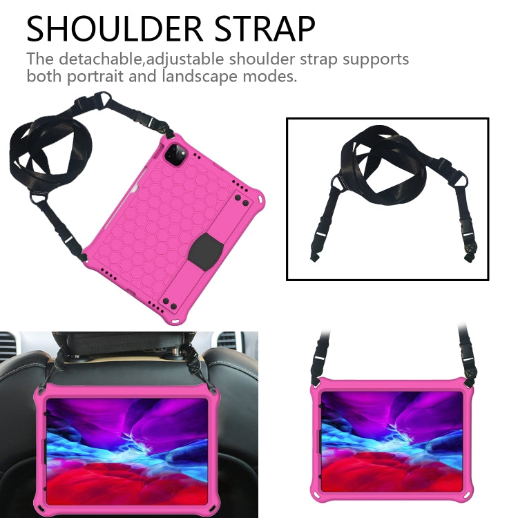 For iPad Air 11 2025 / 2024 Honeycomb EVA Hybrid PC Tablet Case with Strap(RoseRed+Black) - iPad Air 11 2025 / 2024 Cases by buy2fix | Online Shopping UK | buy2fix