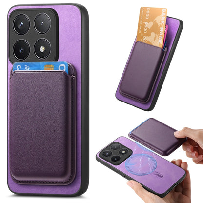 For Xiaomi Redmi K70 / K70 Pro 5G Retro Magsafe Card Bag PU Back Cover Phone Case(Purple) - K70 Pro Cases by buy2fix | Online Shopping UK | buy2fix