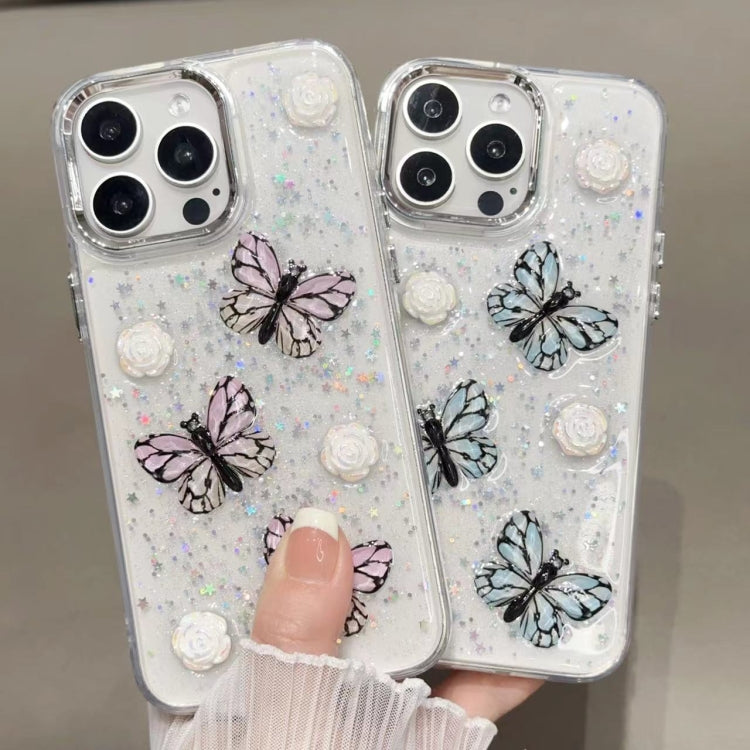 For iPhone 16 Plus Glitter 3D Butterfly TPU Phone Case(Gold) - iPhone 16 Plus Cases by buy2fix | Online Shopping UK | buy2fix