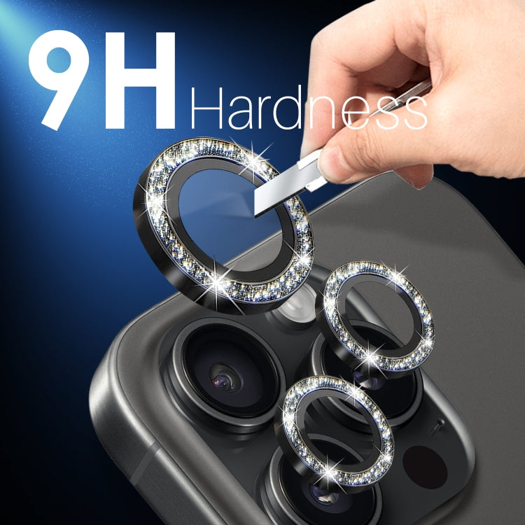 For iPhone 15 Pro / 15 Pro Max NORTHJO 2 Set 6pcs Camera Lens Protector Glitter Metal Ring Film(Black) - iPhone 15 Pro Max Tempered Glass by NORTHJO | Online Shopping UK | buy2fix