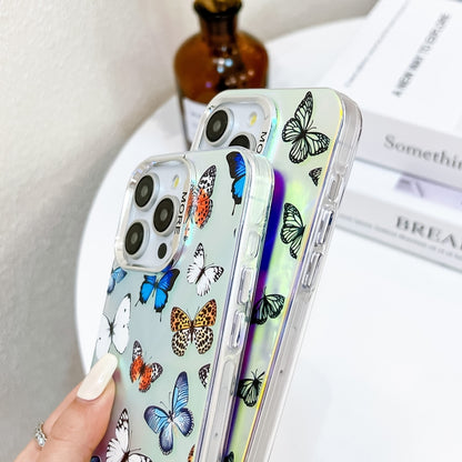 For iPhone 16 Pro Electroplating Laser Butterfly Phone Case with Wrist Strap(White Purple Butterflies AB6) - iPhone 16 Pro Cases by buy2fix | Online Shopping UK | buy2fix