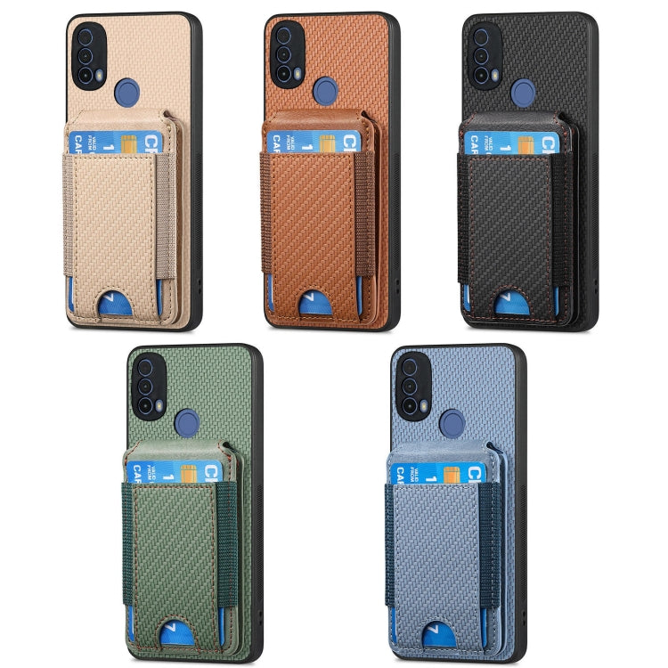 For Motorola Moto G 5G 2024 4G Carbon Fiber Vertical Flip Wallet Stand Phone Case(Khaki) - Motorola Cases by buy2fix | Online Shopping UK | buy2fix