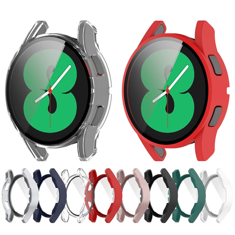 For Samsung Galaxy Watch FE 40mm PC + Tempered Glass Film Integrated Watch Protective Case(Green) - Watch Cases by buy2fix | Online Shopping UK | buy2fix