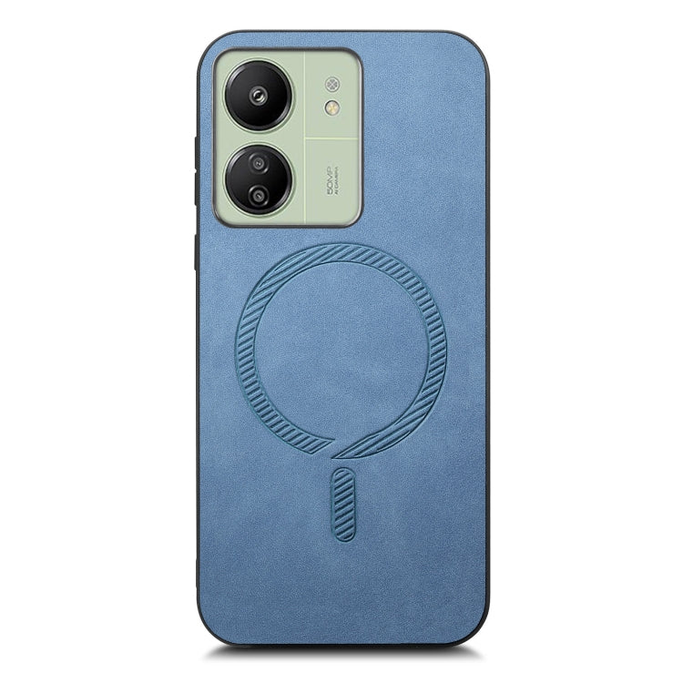 For Xiaomi Redmi 13C Solid Color Retro Magsafe PU Back Cover Phone Case(Blue) - 13C Cases by buy2fix | Online Shopping UK | buy2fix