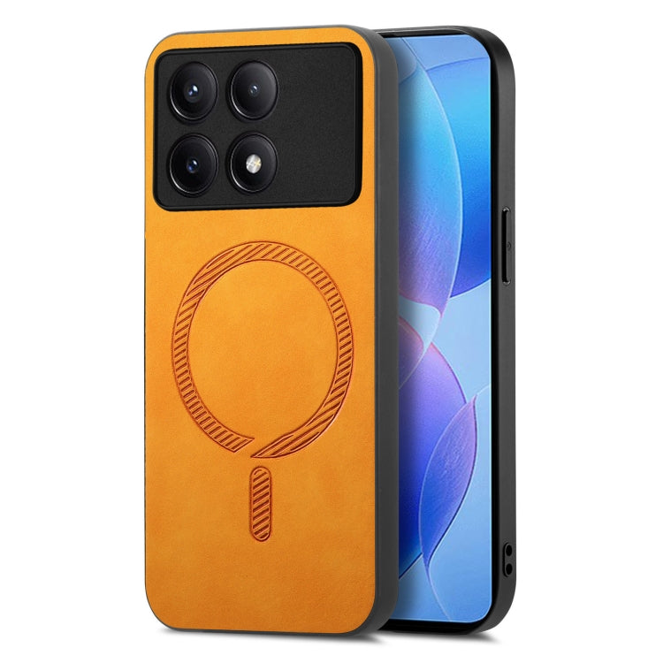 For Xiaomi Redmi K70 / K70 Pro 5G Solid Color Retro Magsafe PU Back Cover Phone Case(Yellow) - K70 Pro Cases by buy2fix | Online Shopping UK | buy2fix