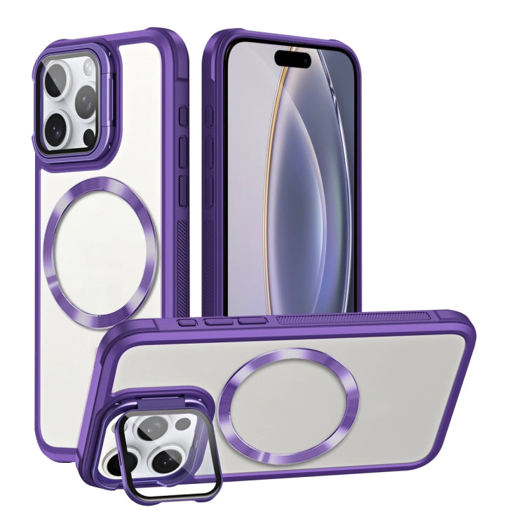 For iPhone 16 Pro Magsafe CD-grain Acrylic Hybrid TPU Phone Case(Purple) - iPhone 16 Pro Cases by buy2fix | Online Shopping UK | buy2fix