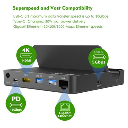 WAVLINK UHP3D01G Gigabit Ethernet USB 3.0 Multi-Function HUB 4K HD Docking Station(US Plug) - USB 3.0 HUB by WAVLINK | Online Shopping UK | buy2fix