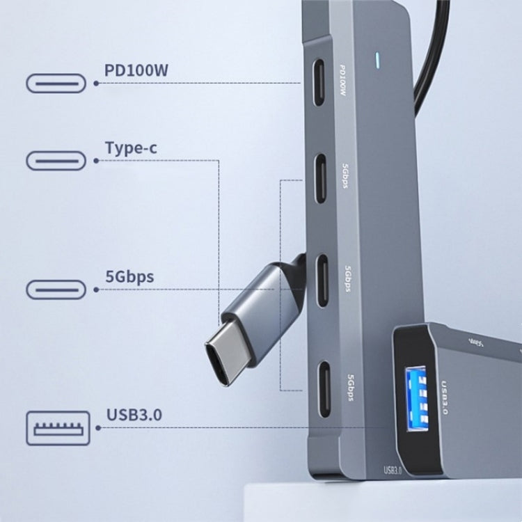 ADS-311C Support PD 100W Fast Charging Converter 5 Port Hub Type-C Hub Adapter - USB HUB by buy2fix | Online Shopping UK | buy2fix