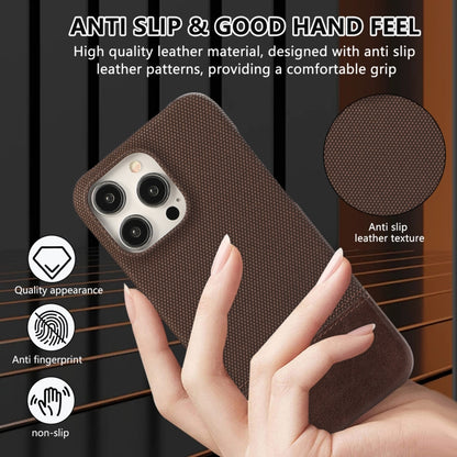 For iPhone 16 Plus Stitching Cloth PU Shockproof Phone Case(Dark Brown) - iPhone 16 Plus Cases by buy2fix | Online Shopping UK | buy2fix