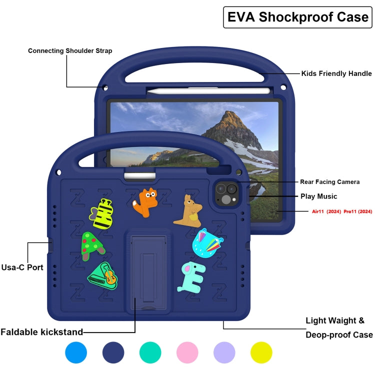 For iPad Pro 11 2024 Cartoon Sparrow EVA Shockproof Tablet Case(Navy Blue) - iPad Pro 11 2024 Cases by buy2fix | Online Shopping UK | buy2fix