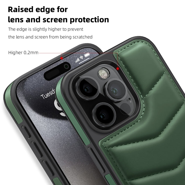 For iPhone 15 Down Jacket Card Bag Holder MagSafe Phone Case(Dark Green) - iPhone 15 Cases by buy2fix | Online Shopping UK | buy2fix