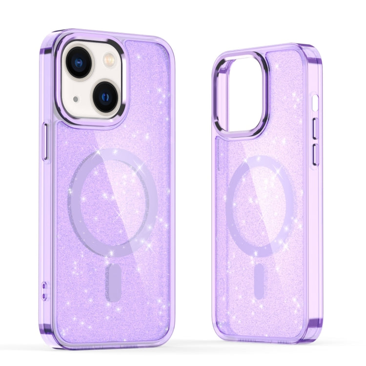 For iPhone 14 Glitter MagSafe Shockproof Phone Case(Purple) - iPhone 14 Cases by buy2fix | Online Shopping UK | buy2fix