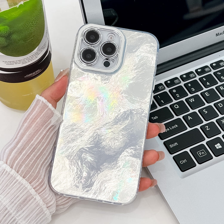 For iPhone 16 Pro Max Plating Glitter Texture TPU Phone Case with Lens Film(White  Tinfoil Texture) - iPhone 16 Pro Max Cases by buy2fix | Online Shopping UK | buy2fix