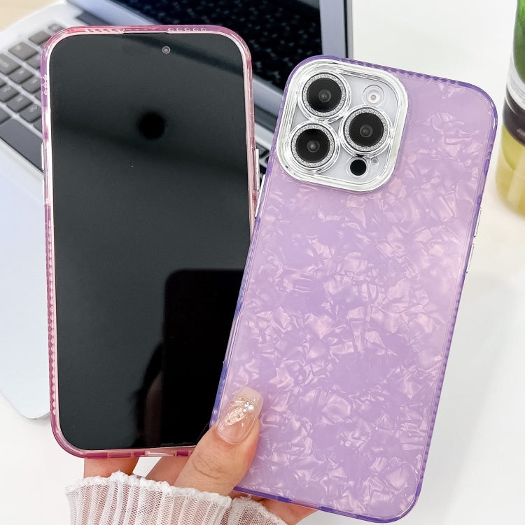 For iPhone 16 Plating Glitter Texture TPU Phone Case with Lens Film(Purple Feather Yarn) - iPhone 16 Cases by buy2fix | Online Shopping UK | buy2fix