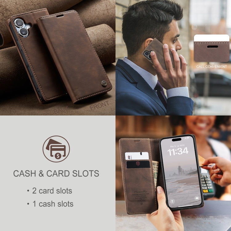 For iPhone 16 Plus CaseMe 013 Multifunctional Horizontal Flip Leather Phone Case(Brown) - iPhone 16 Plus Cases by CaseMe | Online Shopping UK | buy2fix