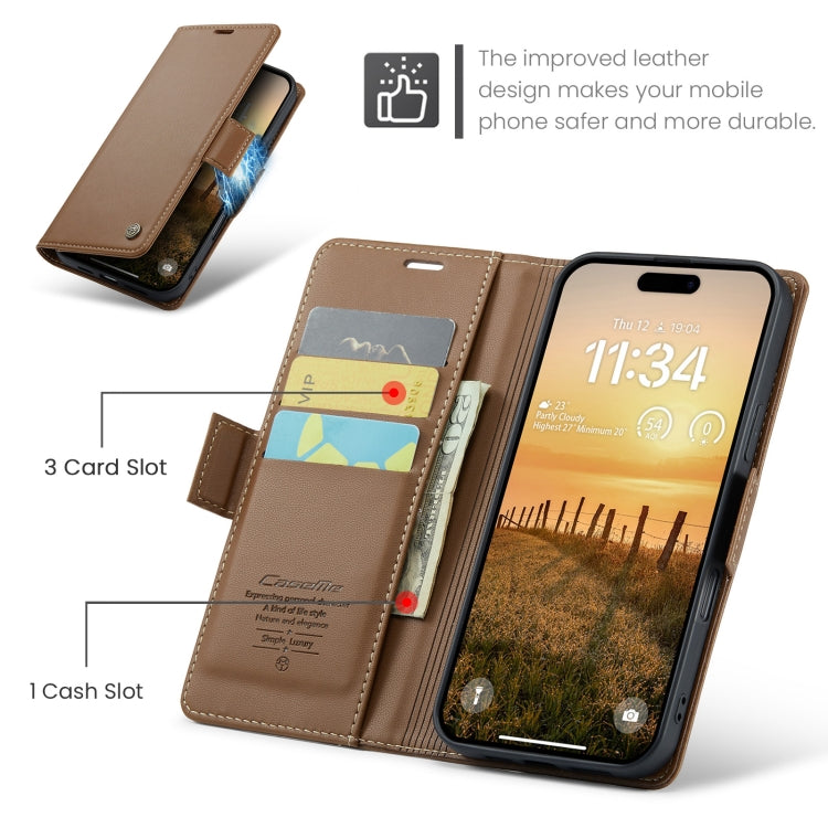 For iPhone 16 Pro Max CaseMe 023 Butterfly Buckle Litchi Texture RFID Anti-theft Leather Phone Case(Brown) - iPhone 16 Pro Max Cases by CaseMe | Online Shopping UK | buy2fix