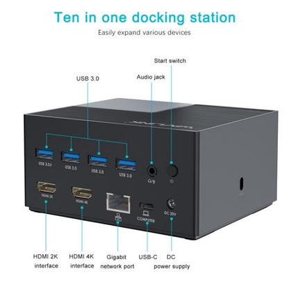 WAVLINK UG76PD2 3.5mm Audio, Gigabit Network Port Dual HD Universal Docking Station(UK Plug) - HUB with Lan adapter by WAVLINK | Online Shopping UK | buy2fix