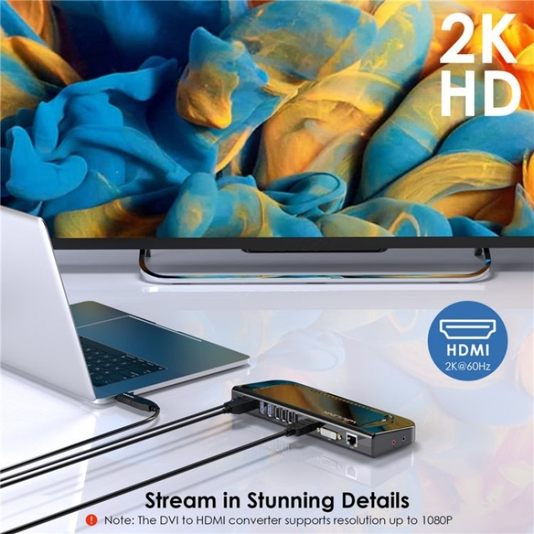 WAVLINK UG49DK4 Universal Laptop Docking Station Dual Monitor Supports DVI / HDMI / VGA(US Plug) - USB 3.0 HUB by WAVLINK | Online Shopping UK | buy2fix