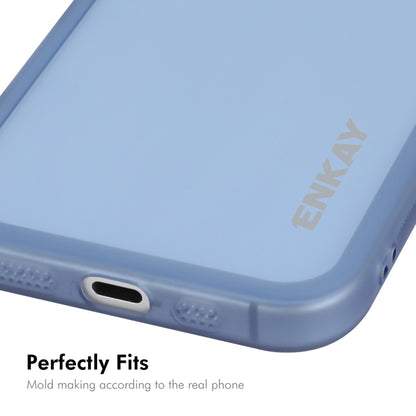 For iPhone 16 ENKAY Hat-Prince Translucent Matte TPU Phone Case with Lens Film(Blue) - iPhone 16 Cases by ENKAY | Online Shopping UK | buy2fix