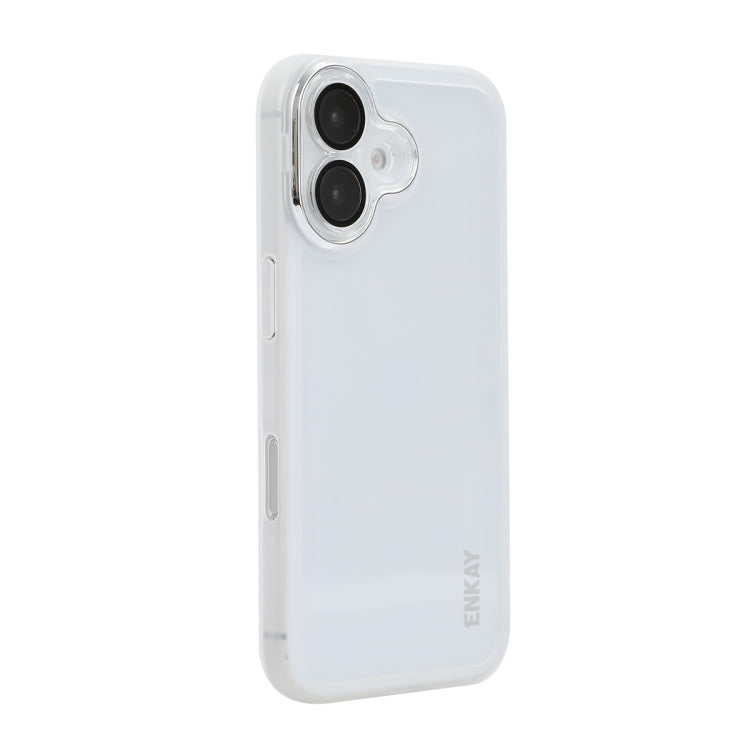 For iPhone 16 Plus ENKAY Hat-Prince Translucent Matte TPU Phone Case with Lens Film(White) - iPhone 16 Plus Cases by ENKAY | Online Shopping UK | buy2fix