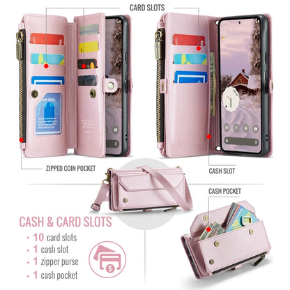 For Google Pixel 9 Pro XL CaseMe C36 Card Slots Zipper Wallet RFID Anti-theft Leather Phone Case(Pink) - Google Cases by CaseMe | Online Shopping UK | buy2fix