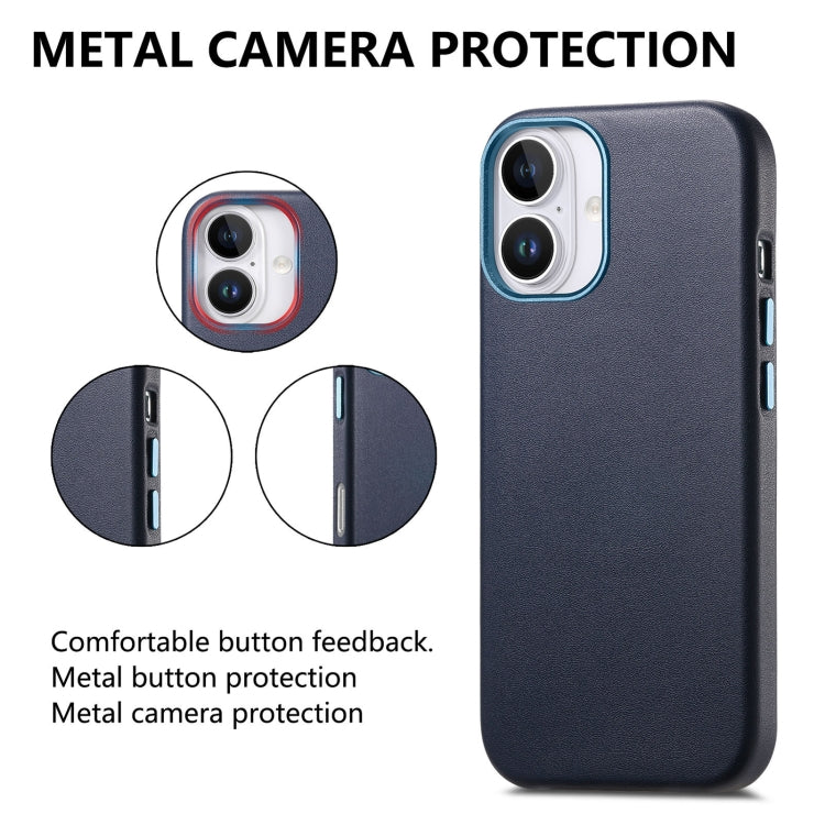 For iPhone 16 Plus Electroplated Metal Button Shockproof Phone Case(Dark Blue) - iPhone 16 Plus Cases by buy2fix | Online Shopping UK | buy2fix