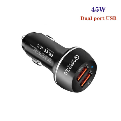 45W USB QC3.0 30W + USB 2.0 Fully Compatible Car Charger(Black) - Car Charger by buy2fix | Online Shopping UK | buy2fix