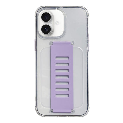 For iPhone 16 Transparent Wristband Shockproof TPU Phone Case(Purple) - iPhone 16 Cases by buy2fix | Online Shopping UK | buy2fix