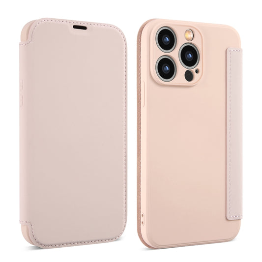 For iPhone 16 Plus Imitate Liquid Skin Feel Leather Phone Case with Card Slots(Pink) - iPhone 16 Plus Cases by buy2fix | Online Shopping UK | buy2fix