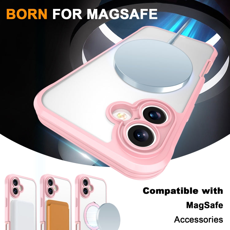 For iPhone 16 Plus Skin Feel MagSafe Holder 360 Full Body Phone Case(Pink) - iPhone 16 Plus Cases by buy2fix | Online Shopping UK | buy2fix