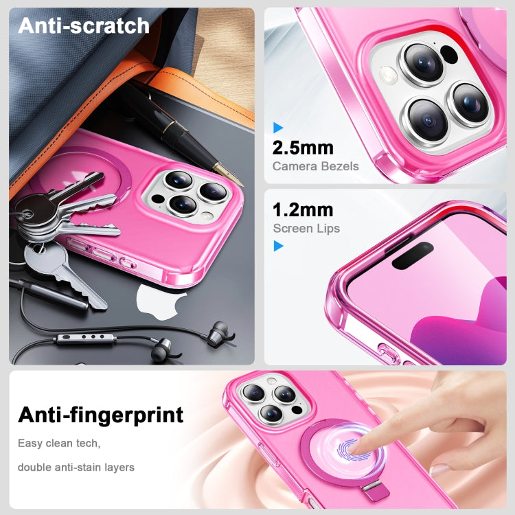 For iPhone 16 Pro Frosted Skin Feel MagSafe Holder 360 Full Body Phone Case(Rose Red) - iPhone 16 Pro Cases by buy2fix | Online Shopping UK | buy2fix