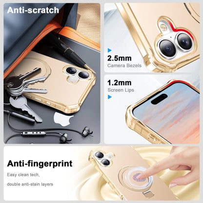 For iPhone 16 Clear Wave MagSafe Holder Phone Case(Gold) - iPhone 16 Cases by buy2fix | Online Shopping UK | buy2fix