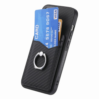 For iPhone 16 Pro Carbon Fiber Card Wallet Ring Phone Case(Black) - iPhone 16 Pro Cases by buy2fix | Online Shopping UK | buy2fix