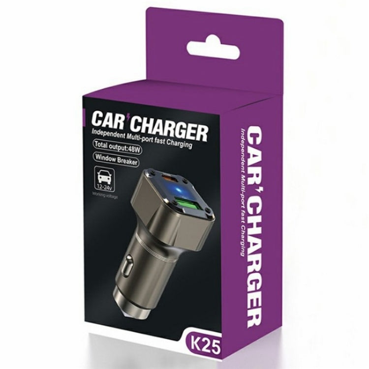 K25 Fast Charging Metal Window Breaker Car Charger Adapter PD 30W Super Charger - Car Charger by buy2fix | Online Shopping UK | buy2fix