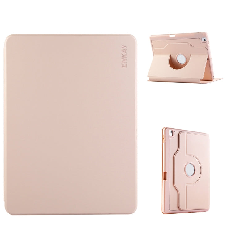 For iPad Air 10.5 / Pro 10.5 / 10.2 ENKAY 360 Rotation TPU Leather Smart Tablet Case with Pen Slot(Pink) - iPad Pro 11 2024 Cases by ENKAY | Online Shopping UK | buy2fix