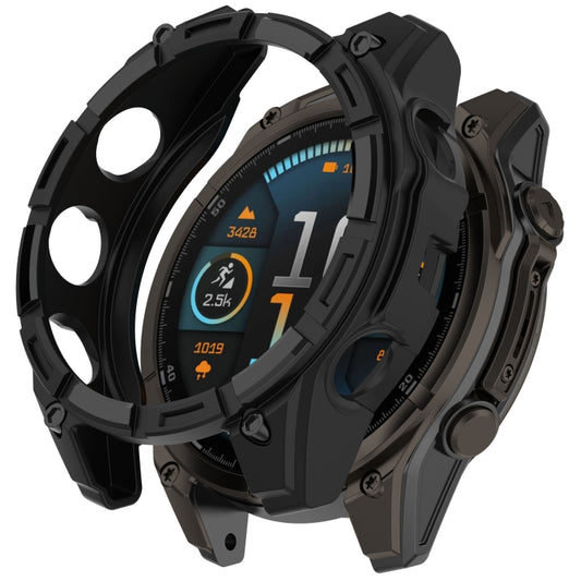 For Garmin Fenix 8 AMOLED 43mm Armor Hollow TPU Half Coverage Watch Protective Case(Black) - Watch Cases by buy2fix | Online Shopping UK | buy2fix