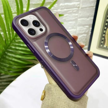 For iPhone 16 Pro Bread 3 in 1 MagSafe Acrylic Hybrid Silicone Phone Case(Dark Purple) - iPhone 16 Pro Cases by buy2fix | Online Shopping UK | buy2fix