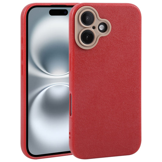 For iPhone 16 Plain Imitation Leather Back Cover Phone Case(Red) - iPhone 16 Cases by buy2fix | Online Shopping UK | buy2fix