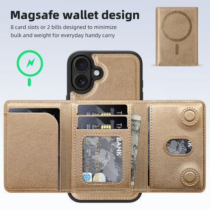 For iPhone 16 Shield Multi-functional MagSafe Card Bag Phone Case(Desert Gold) - iPhone 16 Cases by buy2fix | Online Shopping UK | buy2fix