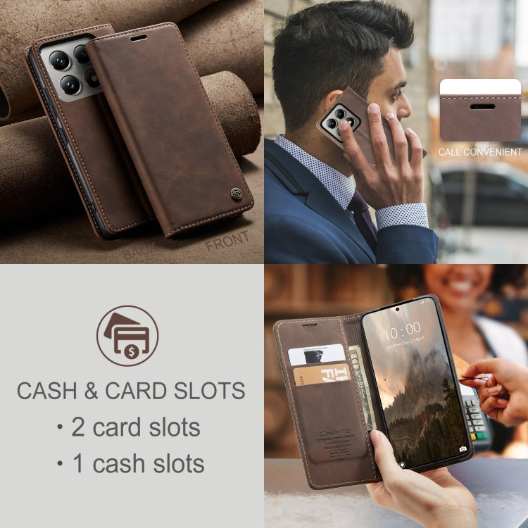 For Xiaomi 14T Pro CaseMe 013 Multifunctional Horizontal Flip Leather Phone Case(Coffee) - 14T Pro Cases by CaseMe | Online Shopping UK | buy2fix