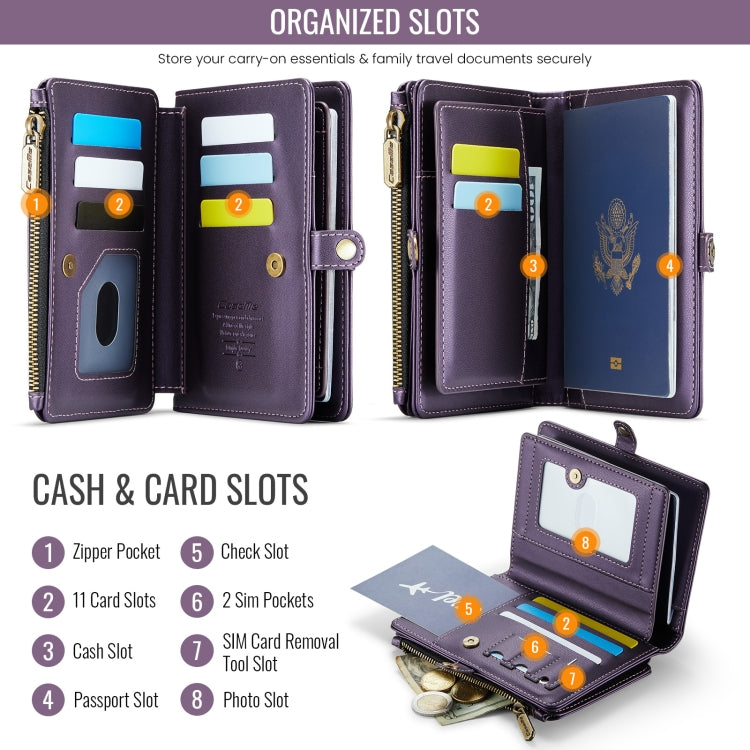 CaseMe-Me60 Multi-functional Anti-theft Swipe Passport Wallet(Purple) -  by CaseMe | Online Shopping UK | buy2fix