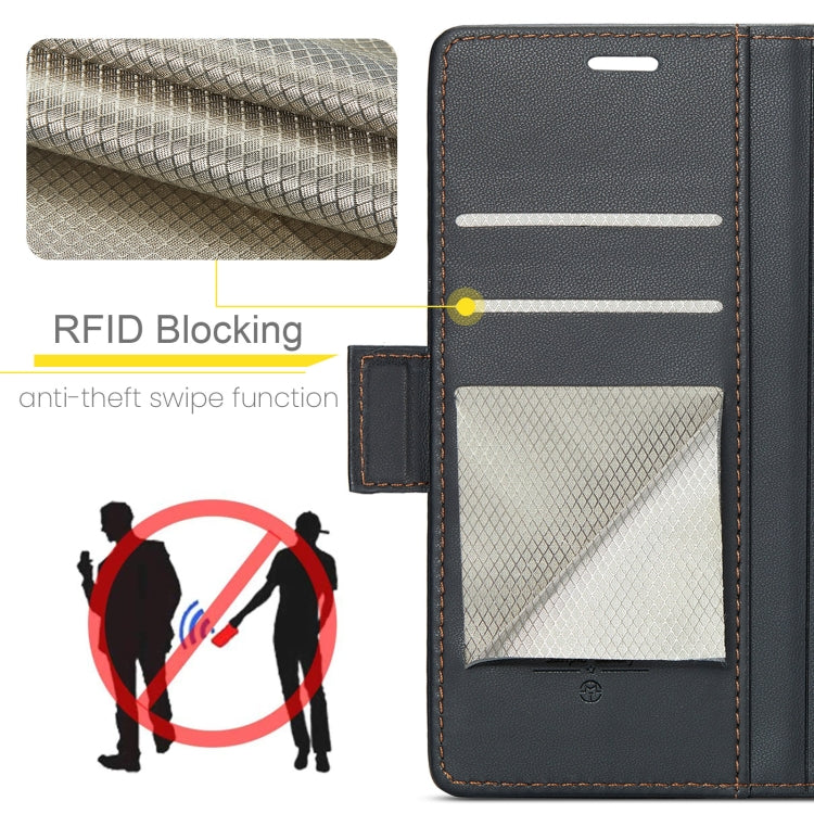 For Redmi Note 14 5G CaseMe 023 Butterfly Buckle Litchi Texture RFID Anti-theft Leather Phone Case(Black) - Note 14 Cases by CaseMe | Online Shopping UK | buy2fix