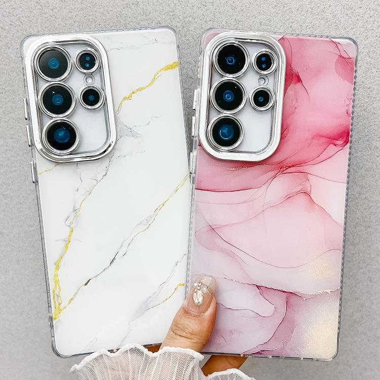 For Samsung Galaxy S25+ 5G Electroplated Marble Texture Phone Case(White M8) - Galaxy S25+ 5G Cases by buy2fix | Online Shopping UK | buy2fix