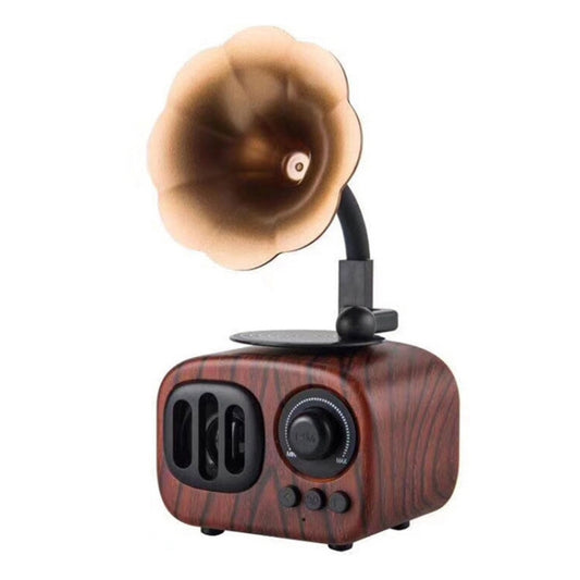 Retro Wood Portable Mini Bluetooth Speaker Wireless Loudspeaker Outdoor Speaker Sound System TF FM Radio Music Subwoofer(Brown) - Desktop Speaker by buy2fix | Online Shopping UK | buy2fix