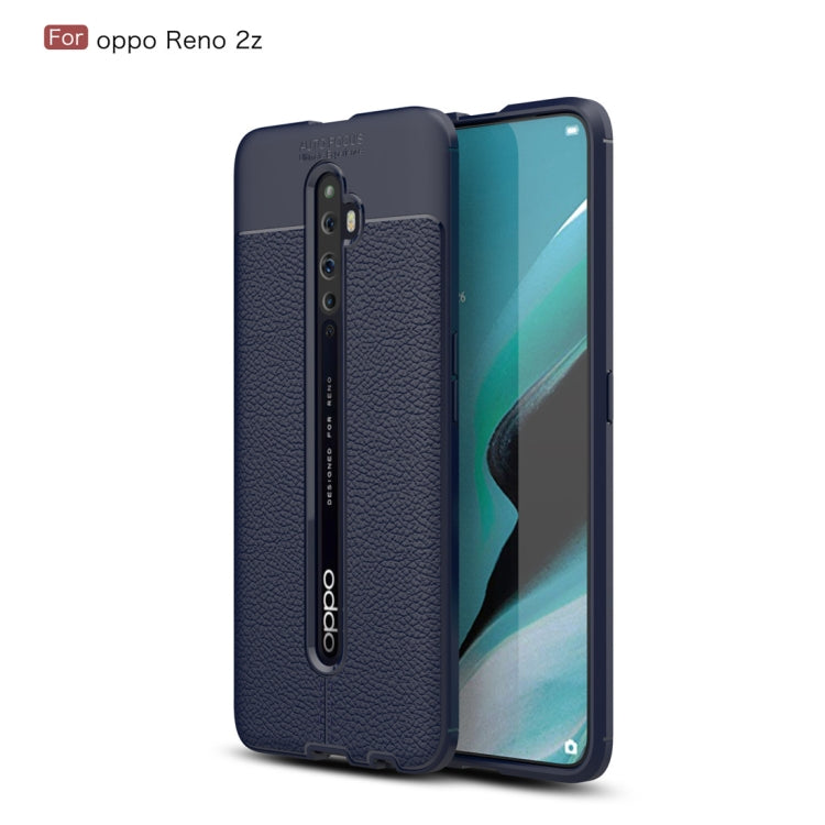 For OPPO Reno2 Z Litchi Texture TPU Shockproof Case(Navy Blue) - OPPO Cases by buy2fix | Online Shopping UK | buy2fix