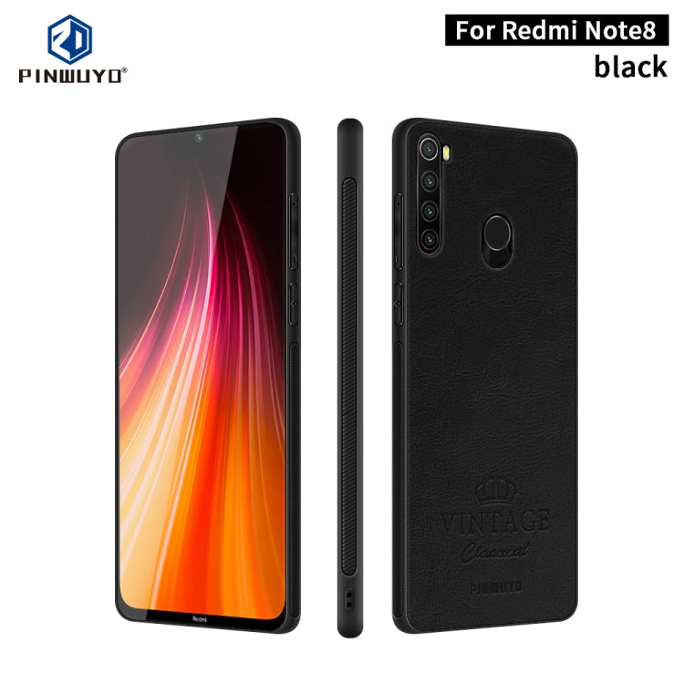 For Xiaomi RedMi Note 8 PINWUYO Pin Rui Series Classical Leather, PC + TPU + PU Leather Waterproof And Anti-fall All-inclusive Protective Shell(Black) - Xiaomi Cases by PINWUYO | Online Shopping UK | buy2fix